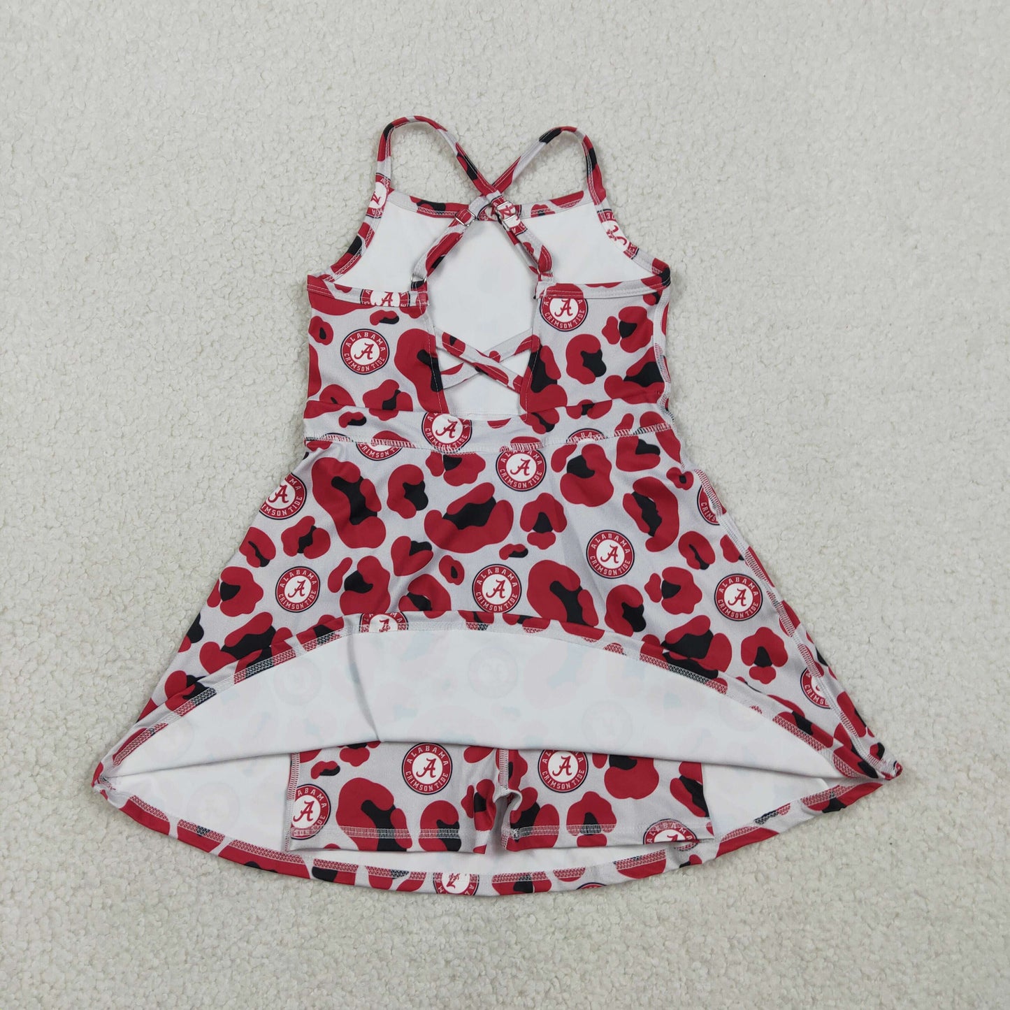 Baby Girls Strap Red Leopard A Team Yoga Active Shorts Knee Length Dresses