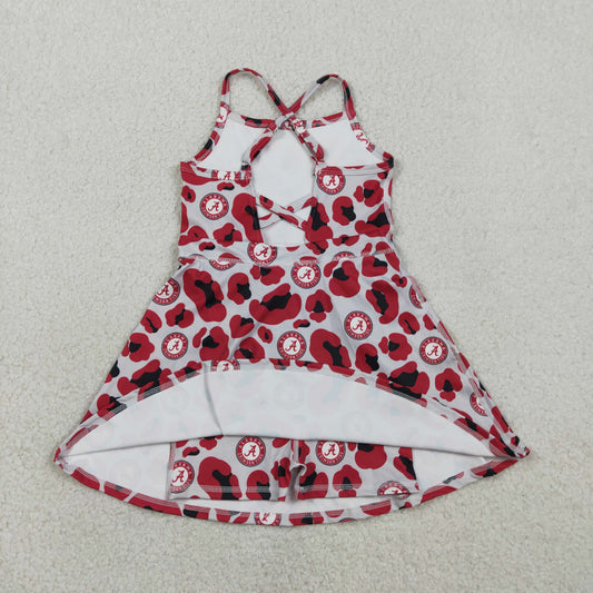 Baby Girls Strap Red Leopard A Team Yoga Active Shorts Knee Length Dresses