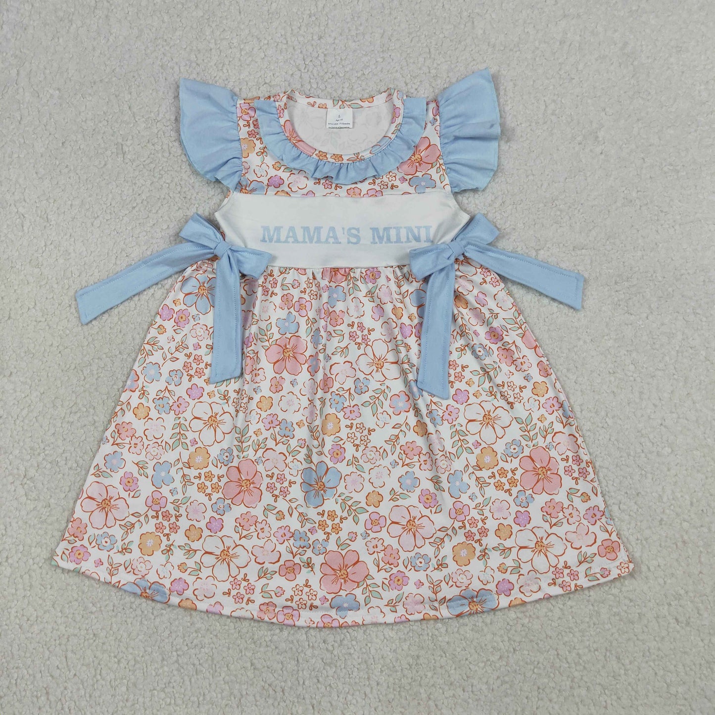 Baby Girls Flutter Sleeve Mama's Mini Flowers Knee Length Dresses