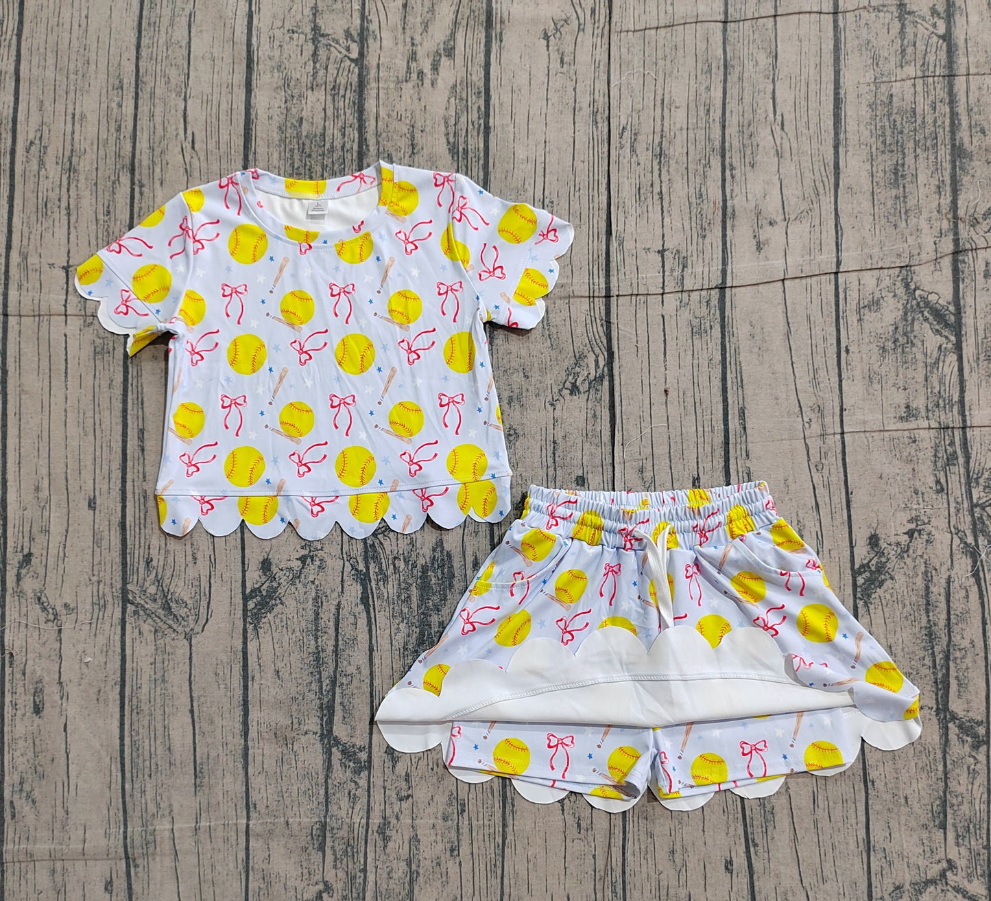 Baby Girls Bows Softballs Top Skirt Short Team Yoga Active Clothes Sets