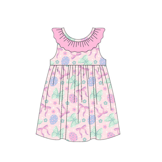 Baby Girls Sleeveless Colorful Bows Eggs Easter Knee Length Dresses Preorder