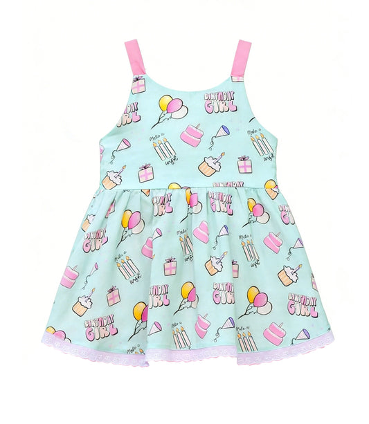 Baby Girls Strap Birthday Girl Cakes Ruffle Knee Length Dresses Preorder