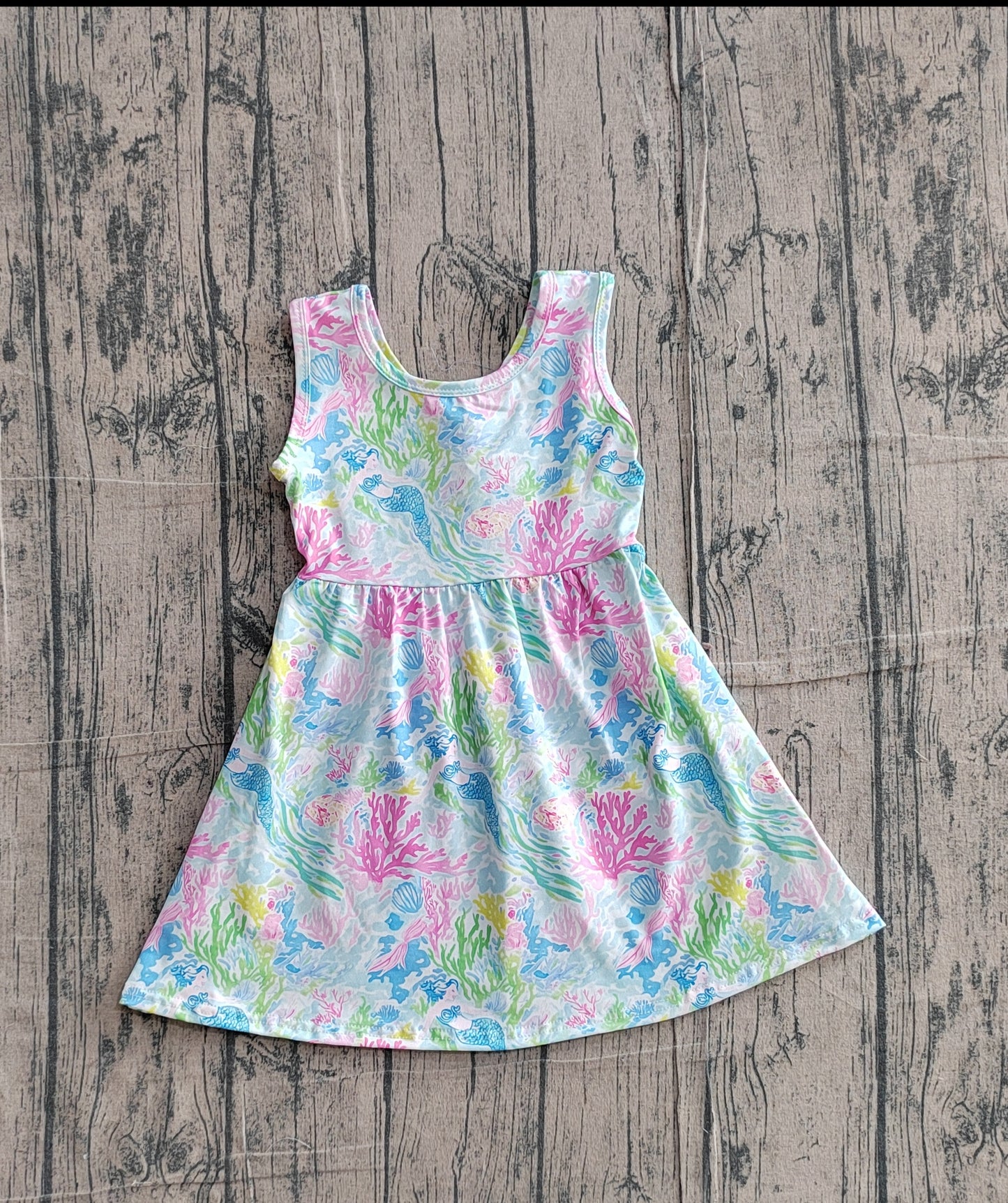 Baby Girls Sleeveless Sea Plants Floral Knee Length Dresses