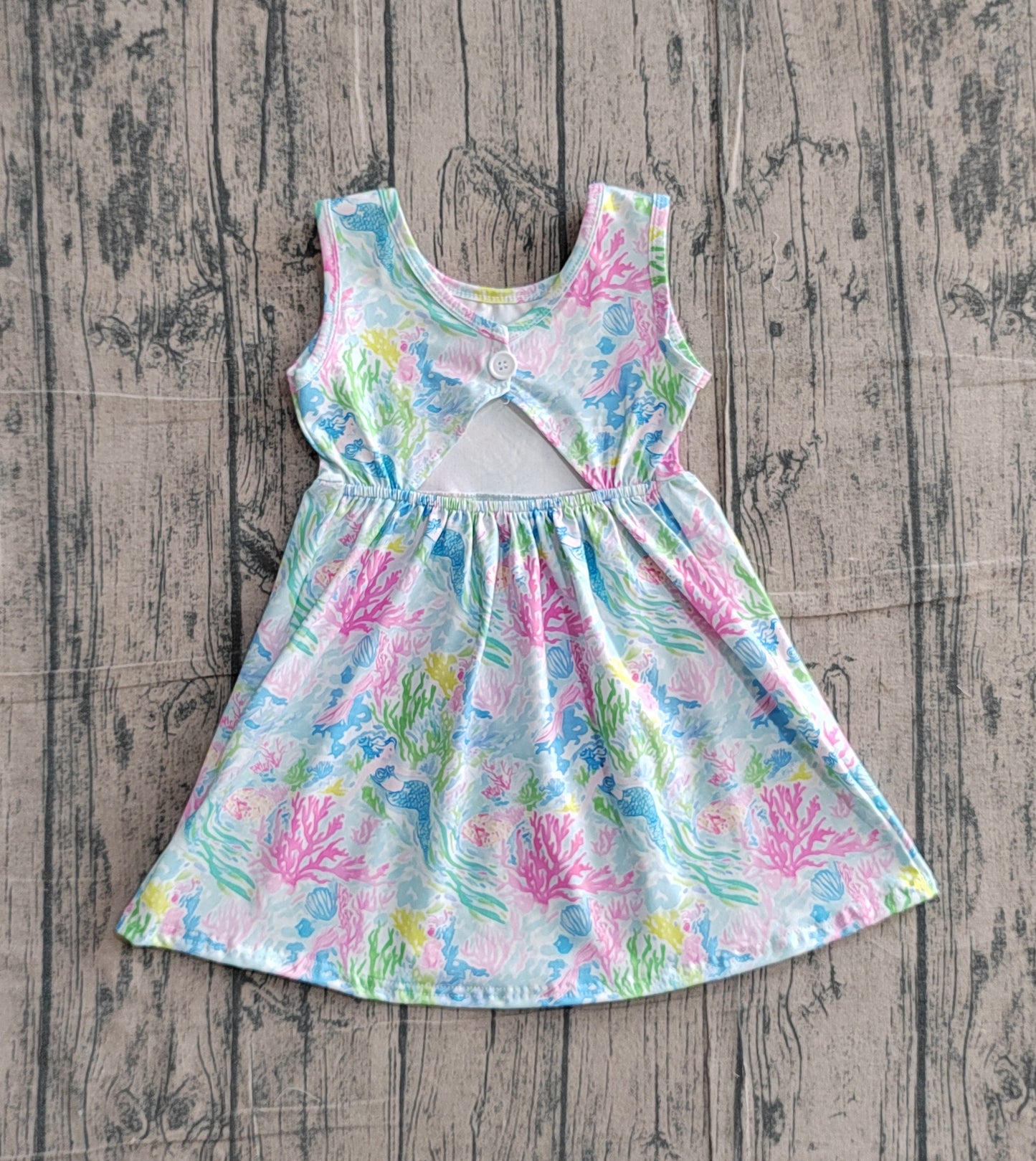 Baby Girls Sleeveless Sea Plants Floral Knee Length Dresses