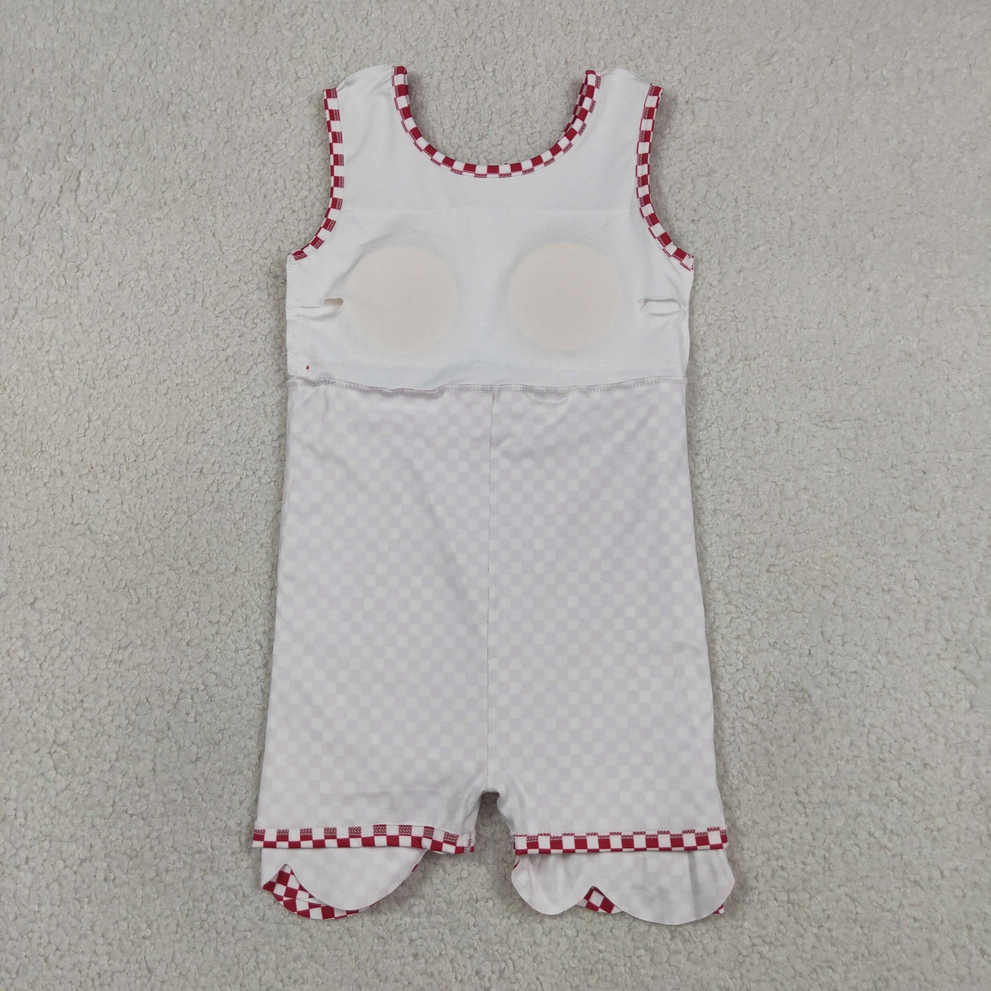 Baby Girls Red Checked Yoga Active Shorts Scallop Knee Length Dresses