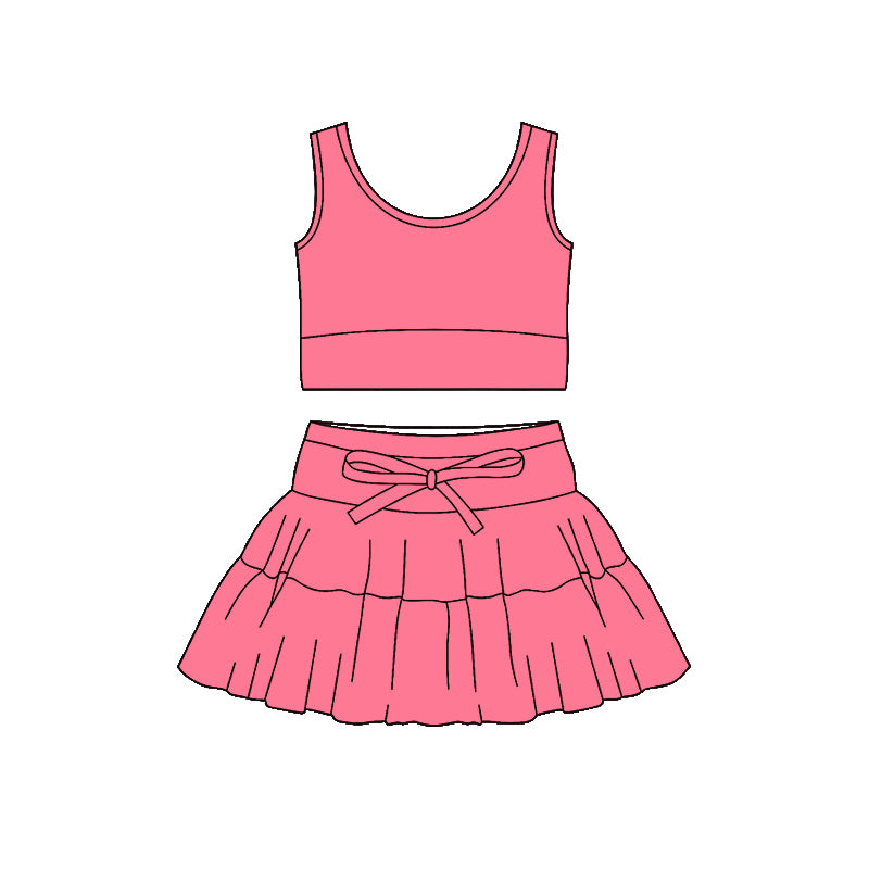 Baby Girls Peach Sleeveless Vest Top Skirt Shorts Yoga Active Clothes Sets Preorder