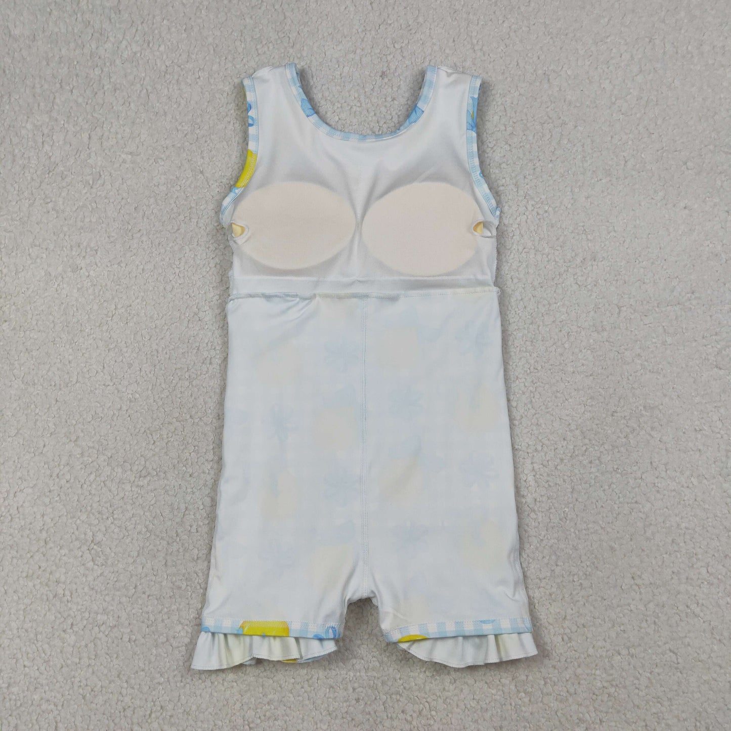 Sibling Baby Girls Pink Blue Checked Bows Lemons Yoga Active Shorts Knee Length Dress