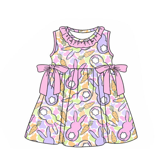 Baby Girls Camo Rabbits Carrots Easter Collar Knee Length Dresses Preorder