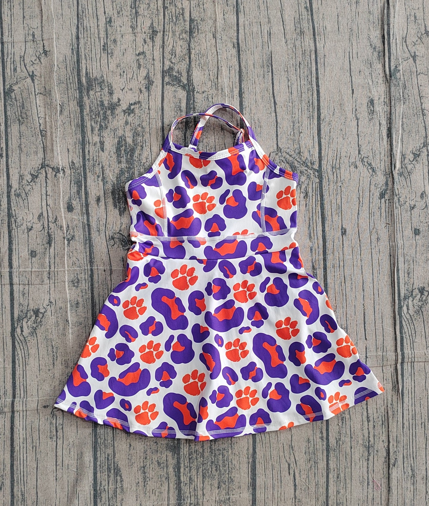 Baby Girls Strap Leopard Pawls Team Yoga Active Shorts Knee Length Dress