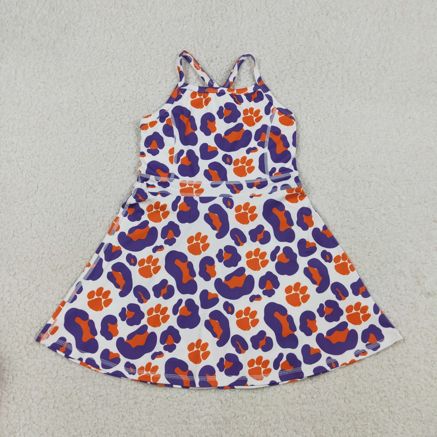 Baby Girls Strap Leopard Pawls Team Yoga Active Shorts Knee Length Dress