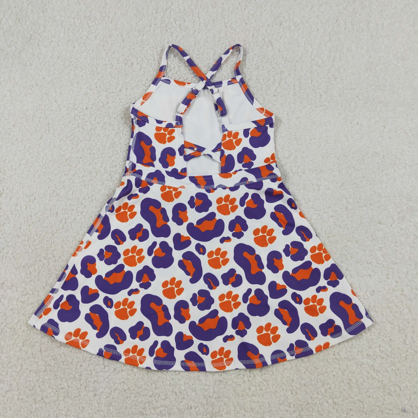 Sibling Baby Girls Strap Leopard Team Yoga Active Short Team Knee Length Dresses