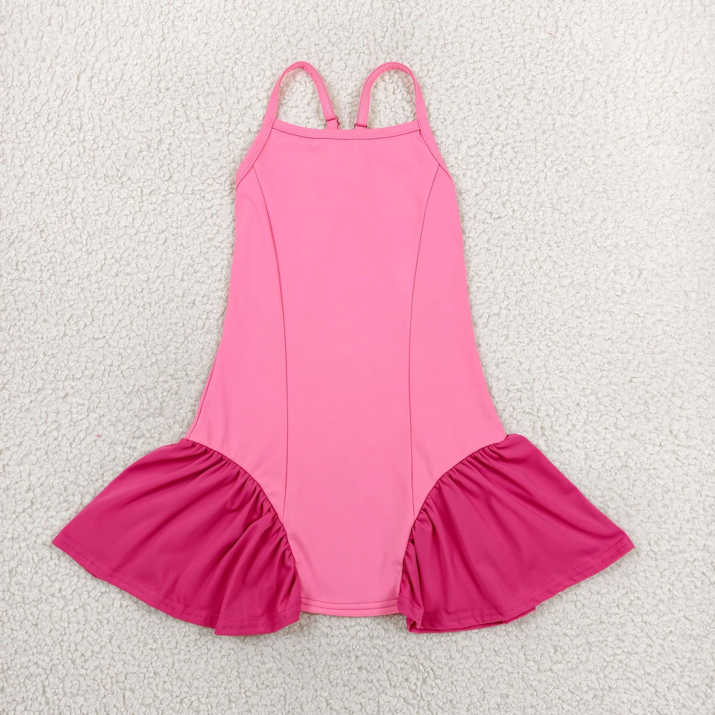 Baby Girls Pink Strap Yoga Active Shorts Knee Length Dresses