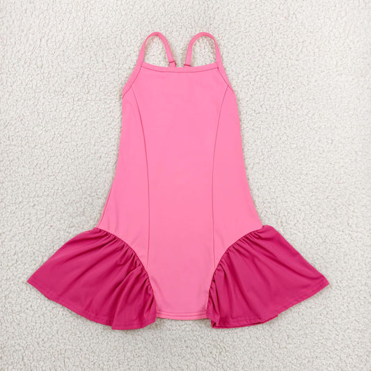 Baby Girls Pink Strap Yoga Active Shorts Knee Length Dresses