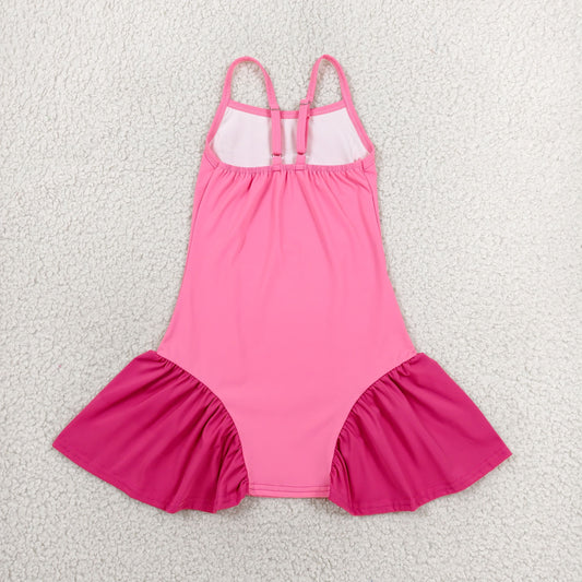 Baby Girls Pink Strap Yoga Active Shorts Knee Length Dresses