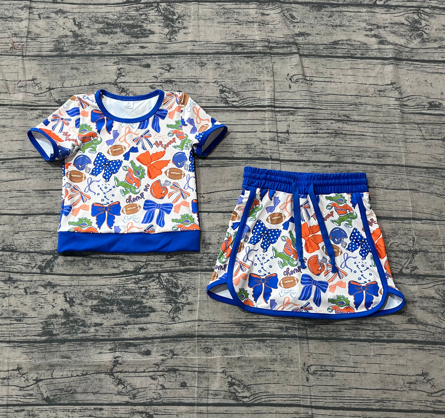 Baby Girls Bow Football Crocodile Top Skirt Short Team Yoga Active Clothes Sets