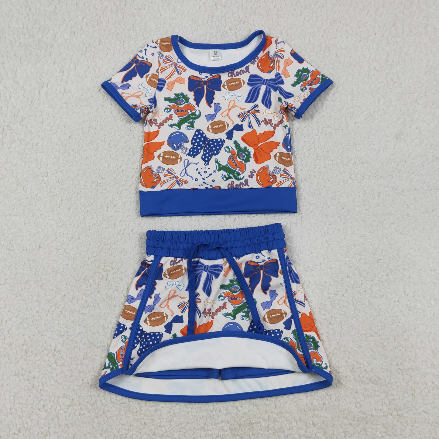 Baby Girls Bow Football Crocodile Top Skirt Short Team Yoga Active Clothes Sets