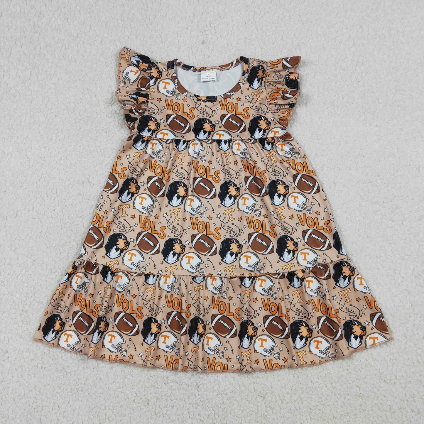 Sibling Baby Boys Girls Footballs Vols Team Knee Length Dress Button Shirts Top