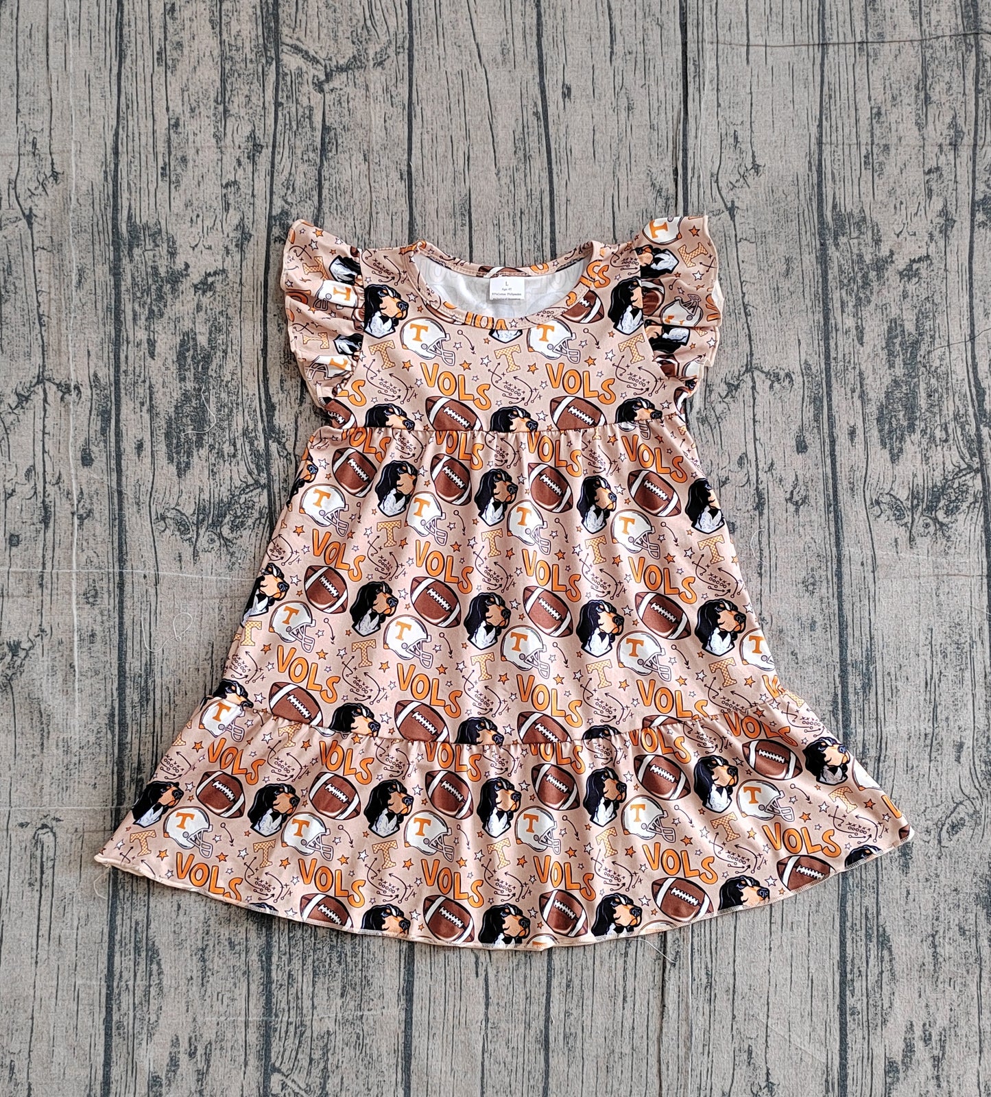 Baby Girls Footballs Vols Team Patchwork Knee Length Dresses