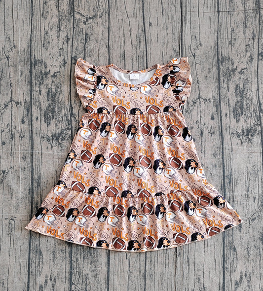 Baby Girls Footballs Vols Team Patchwork Knee Length Dresses