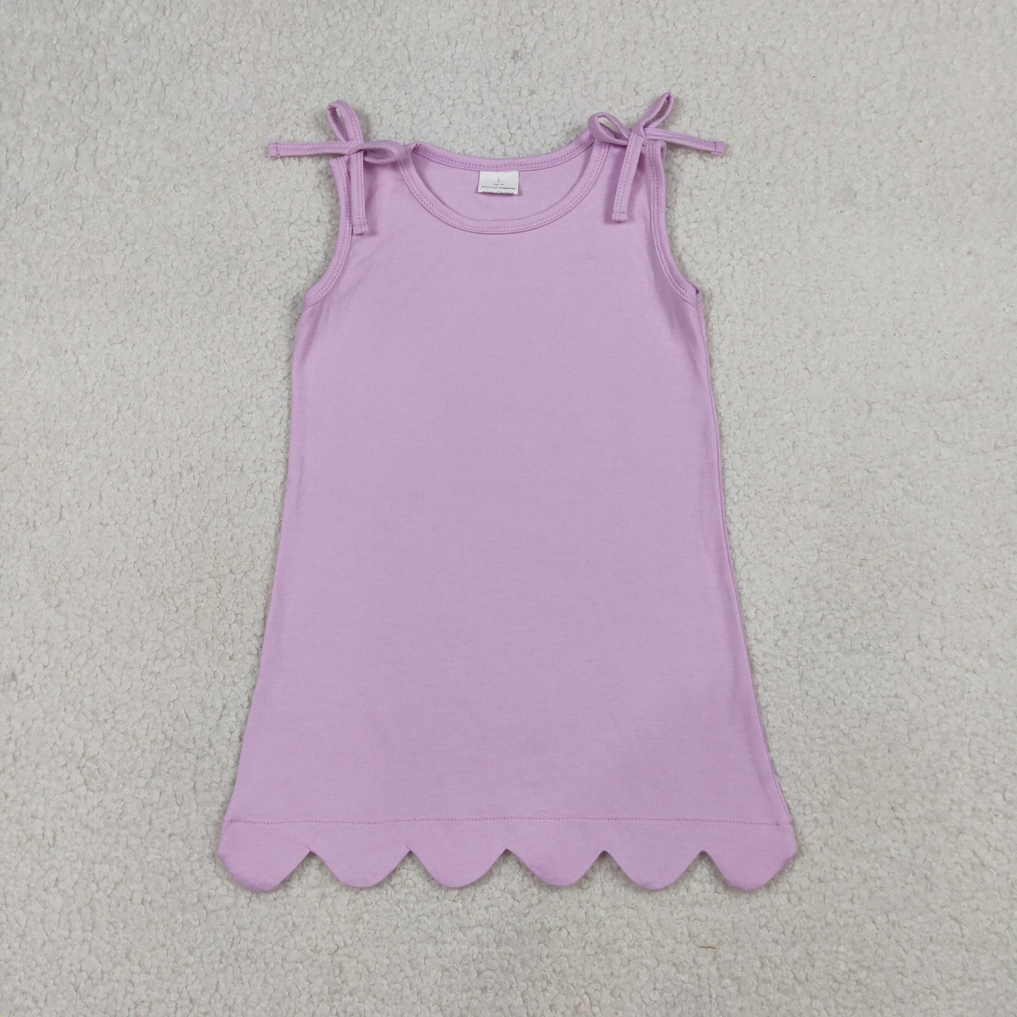 Sibling Baby Girls Bows Sleeveless Scallop Knee Length Dresses
