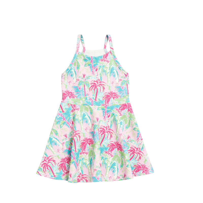 Baby Girls Strap Watercolor Beach Yoga Active Shorts Knee Length Dresses Preorder
