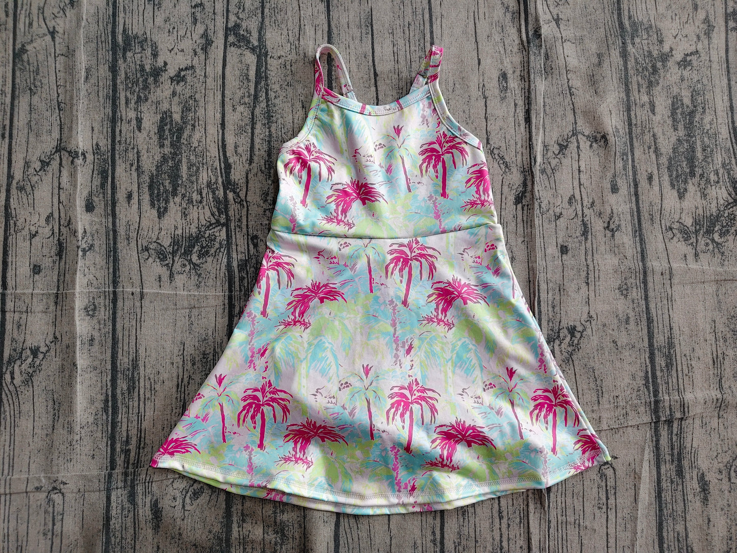 Baby Girls Strap Watercolor Beach Yoga Active Shorts Knee Length Dresses Preorder