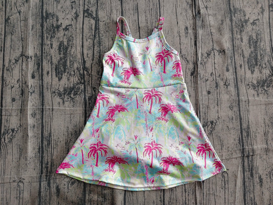 Baby Girls Strap Watercolor Beach Yoga Active Shorts Knee Length Dresses Preorder