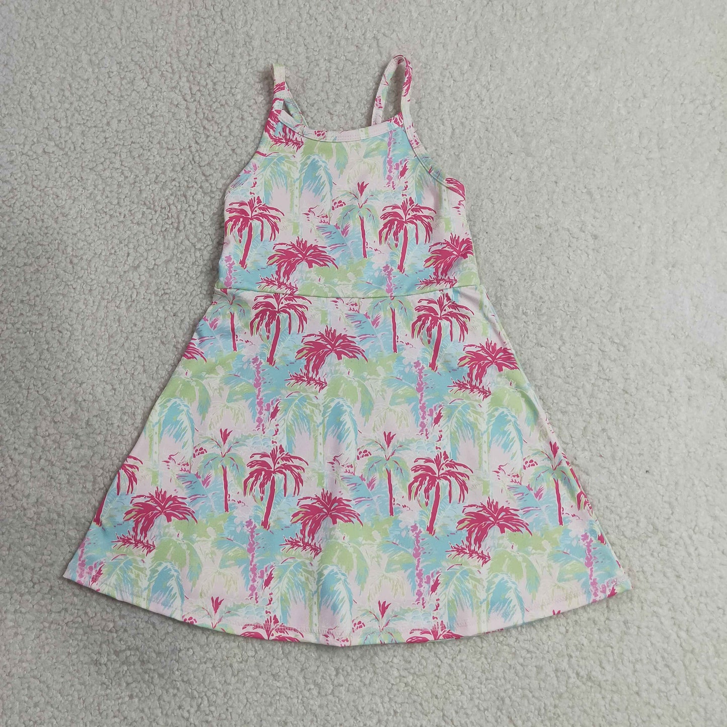 Sibling Baby Girls Strap Bows Flowers Yoga Active Shorts Knee Length Dresses