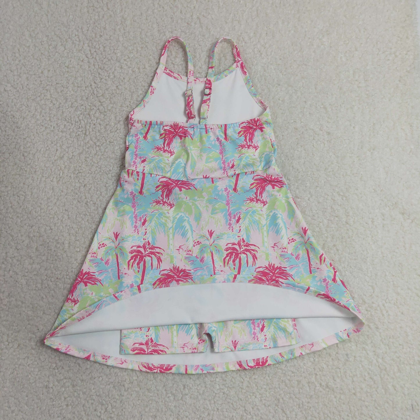 Sibling Baby Girls Strap Bows Flowers Yoga Active Shorts Knee Length Dresses