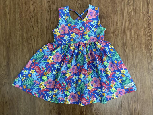 Baby Girls Sleeveless Colorful Flowers Knee Length Dresses Preorder
