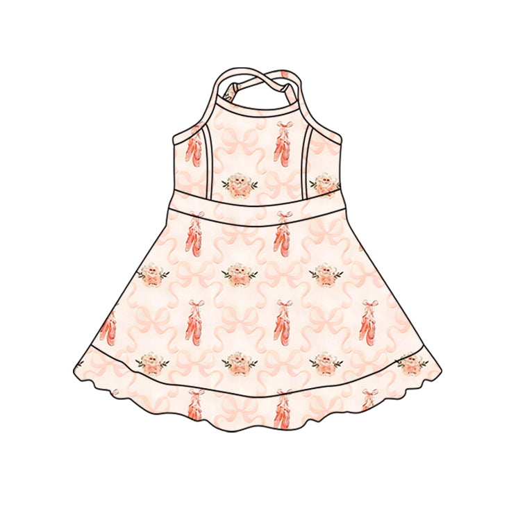 Baby Girls Strap Bows Flowers Shoes Shorts Yoga Active Knee Length Dresses Preorder