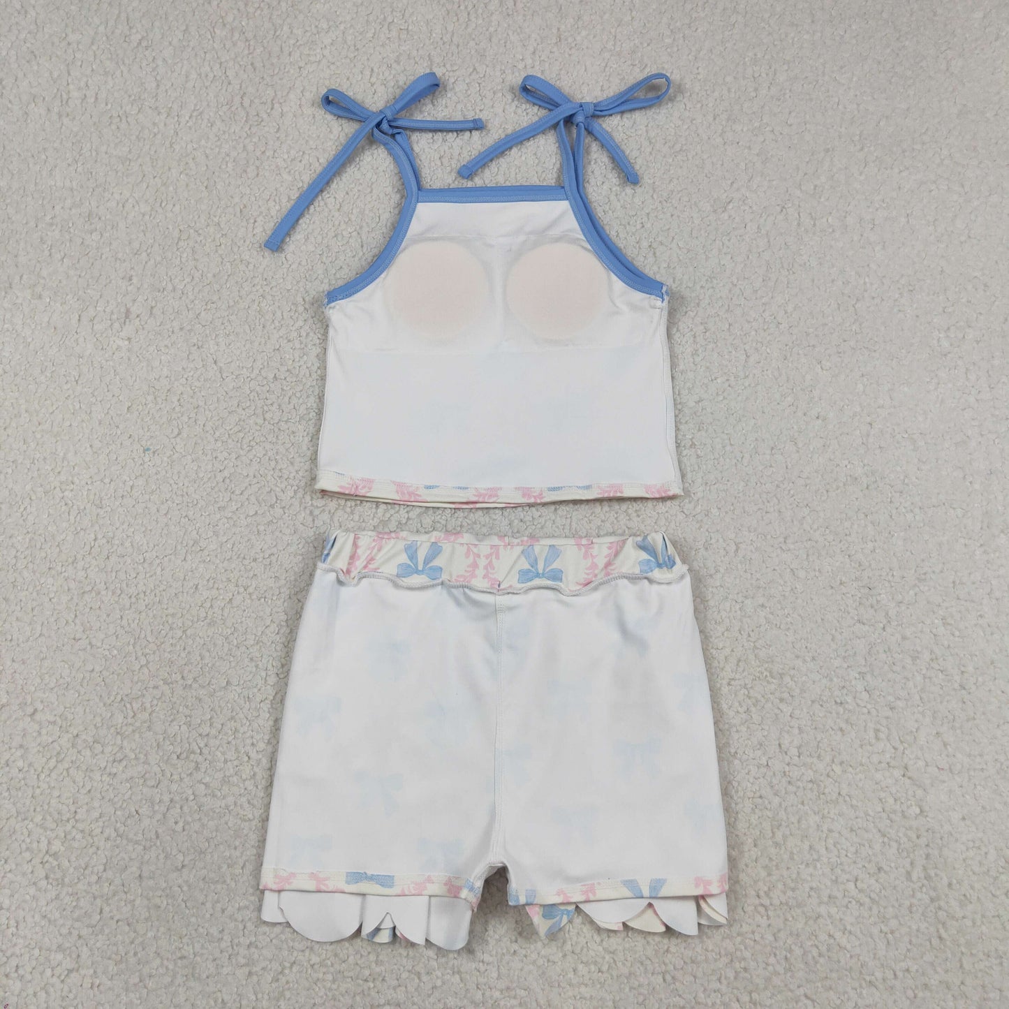 Sibling Baby Girls Strap Flowers Bows Top Pockets Skirt Short Yoga Active Clothes Sets