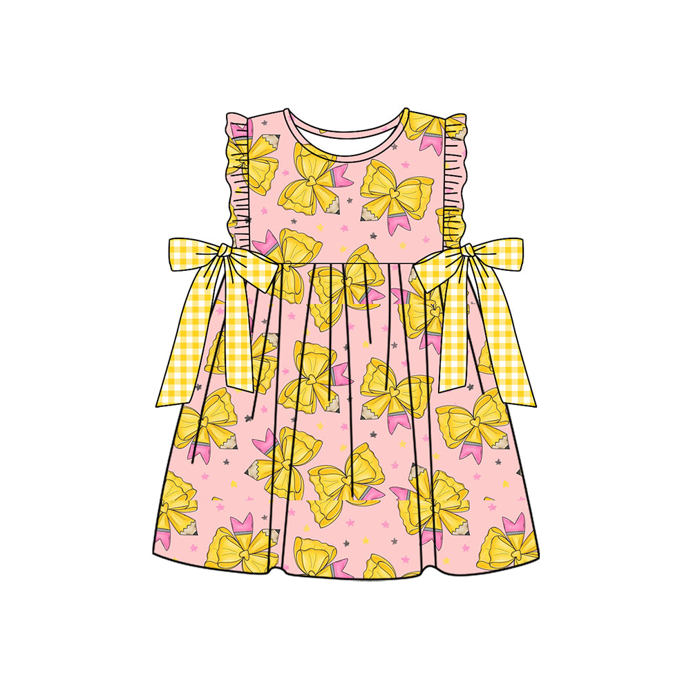 Baby Girls Sleeveless Pencils Bows Back to School Knee Length Dresses Preorder