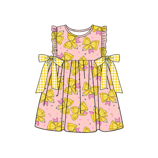 Baby Girls Sleeveless Pencils Bows Back to School Knee Length Dresses Preorder