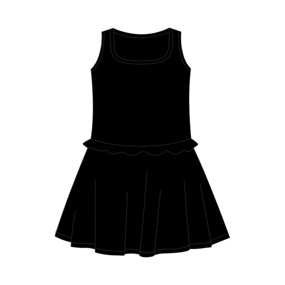 Baby Girls Black Sleeveless Yoga Active Shorts Knee Length Dresses Preorder