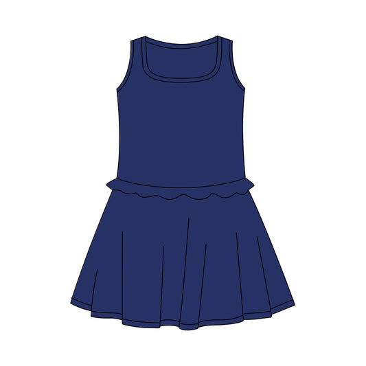 Baby Girls Navy Sleeveless Yoga Active Shorts Knee Length Dresses Preorder