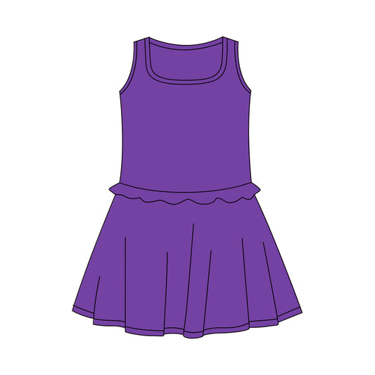 Baby Girls Purple Sleeveless Yoga Active Shorts Knee Length Dresses Preorder