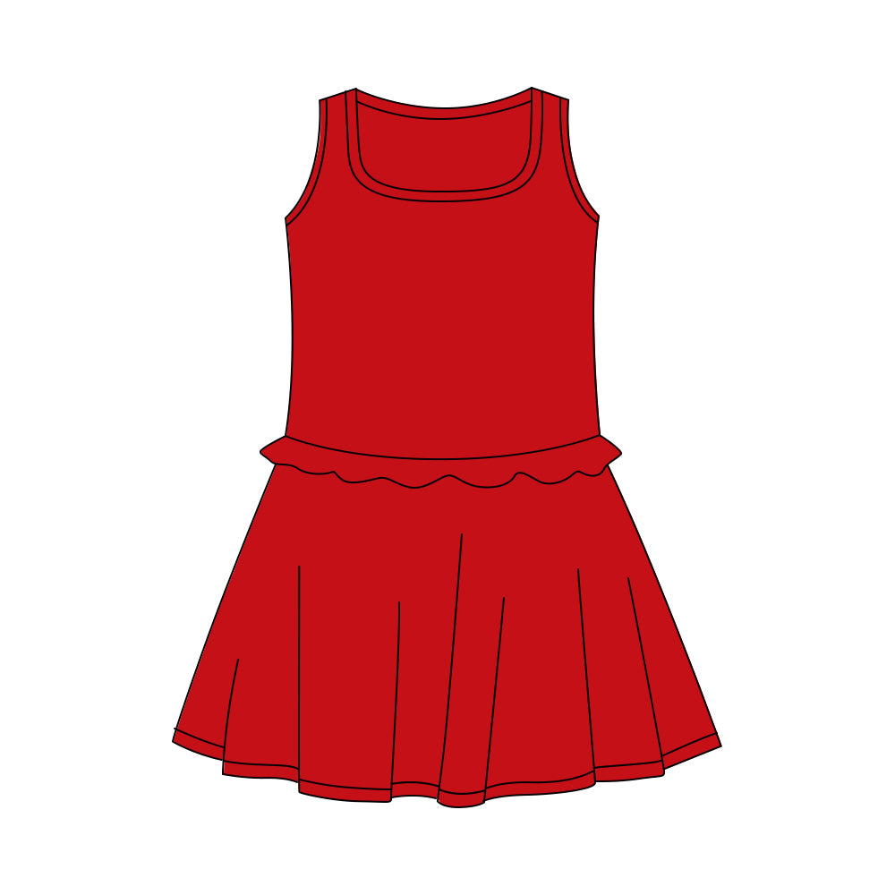 Baby Girls Red Sleeveless Yoga Active Shorts Knee Length Dresses Preorder