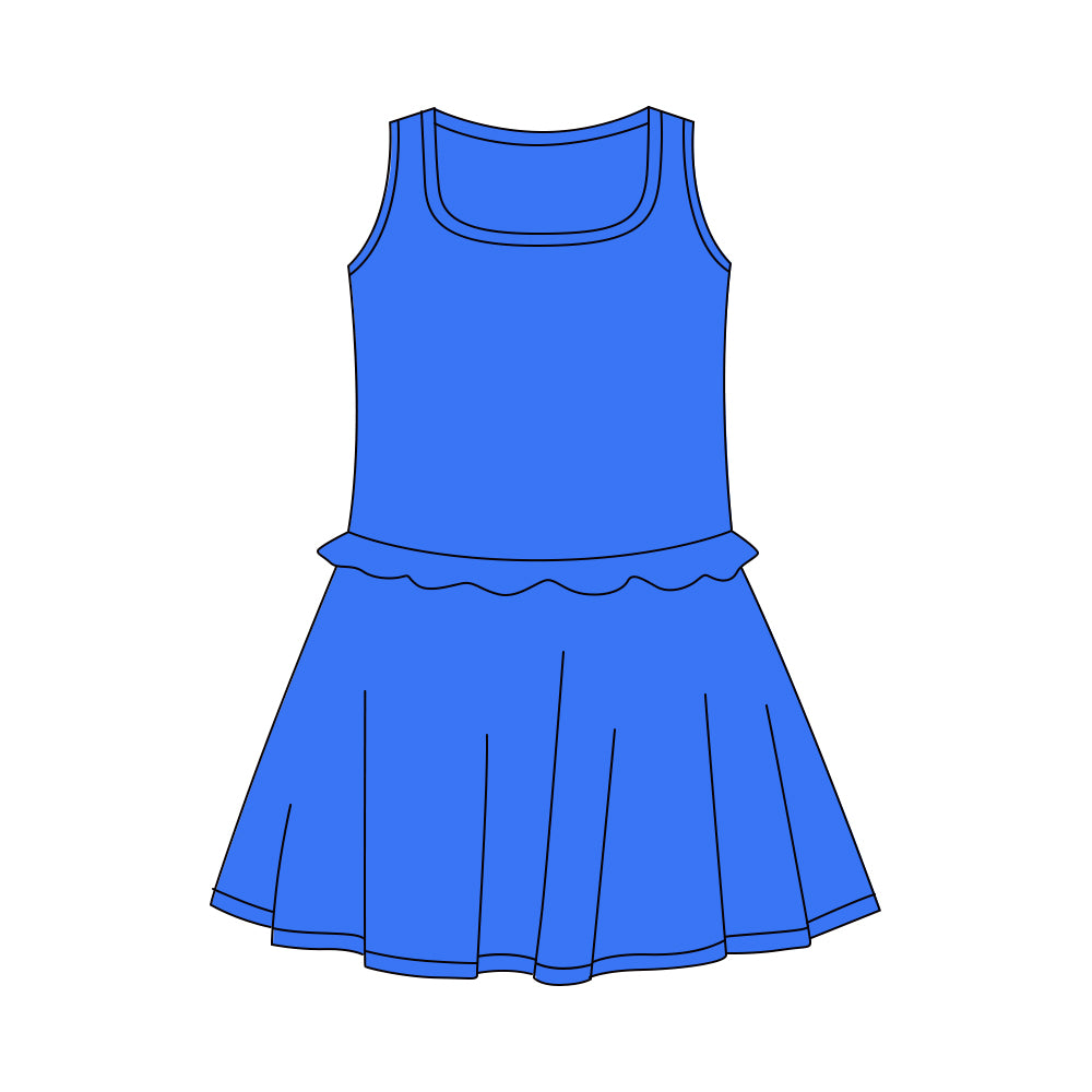 Baby Girls Blue Sleeveless Yoga Active Shorts Knee Length Dresses Preorder