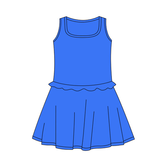 Baby Girls Blue Sleeveless Yoga Active Shorts Knee Length Dresses Preorder