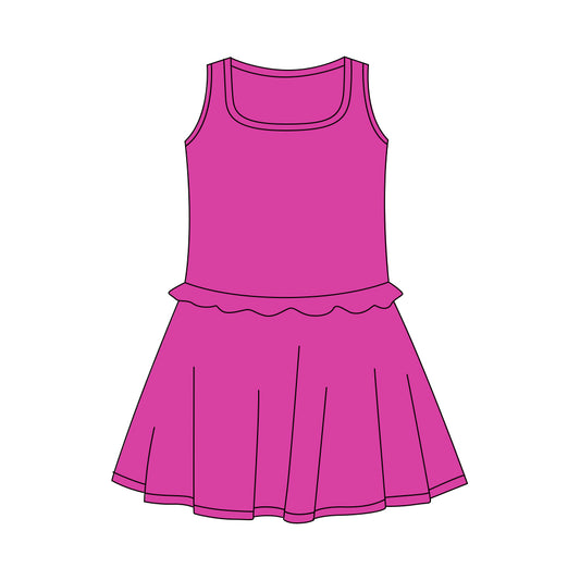 Baby Girls Hot Pink Sleeveless Yoga Active Shorts Knee Length Dresses Preorder