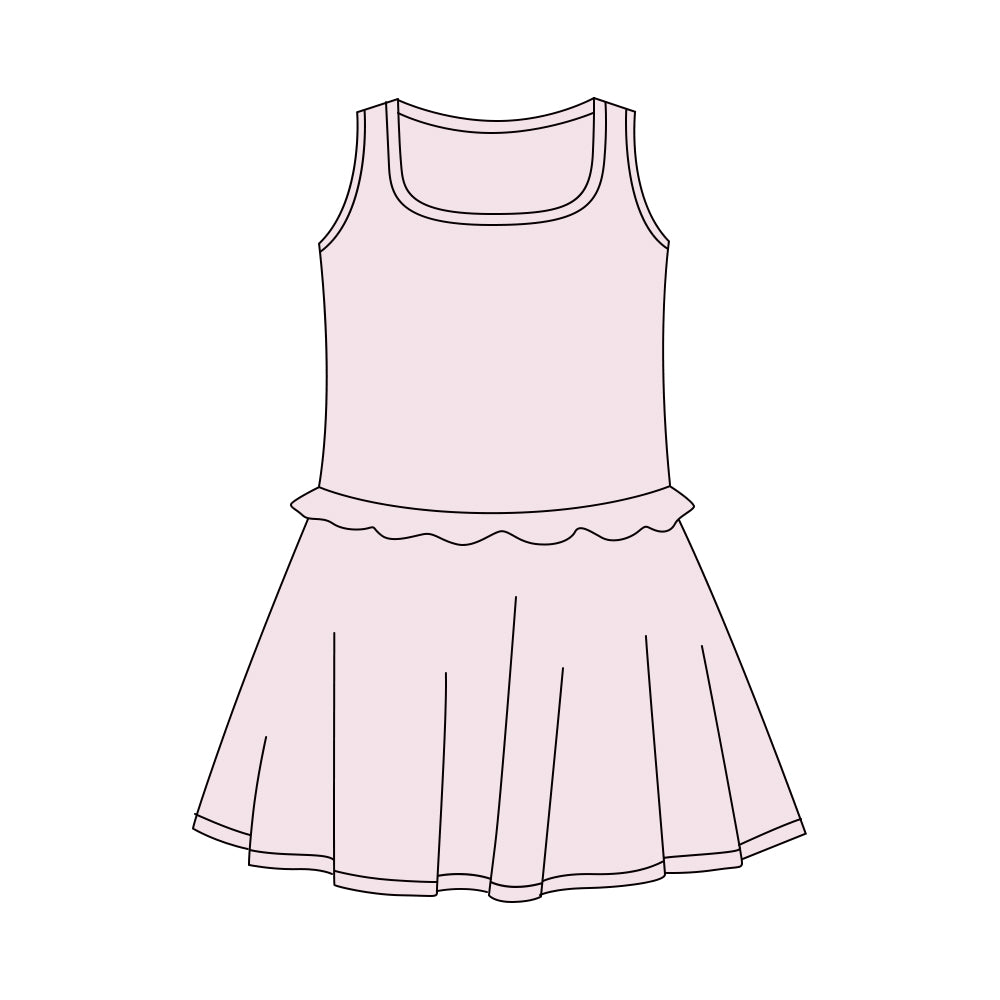 Baby Girls Light Pink Sleeveless Yoga Active Shorts Knee Length Dresses Preorder