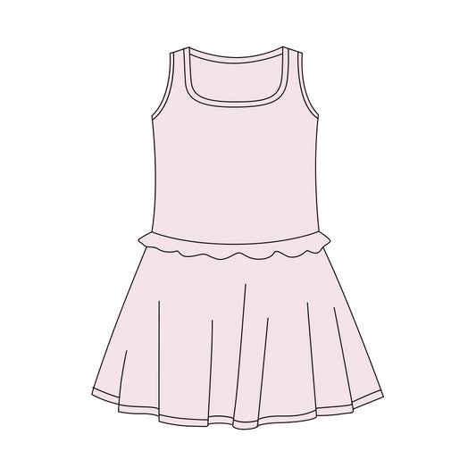 Baby Girls Light Pink Sleeveless Yoga Active Shorts Knee Length Dresses Preorder