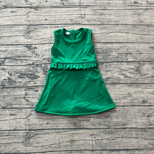 Baby Girls Green Sleeveless Yoga Active Shorts Knee Length Dresses Preorder