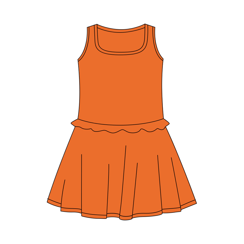 Baby Girls Orange Sleeveless Yoga Active Shorts Knee Length Dresses Preorder