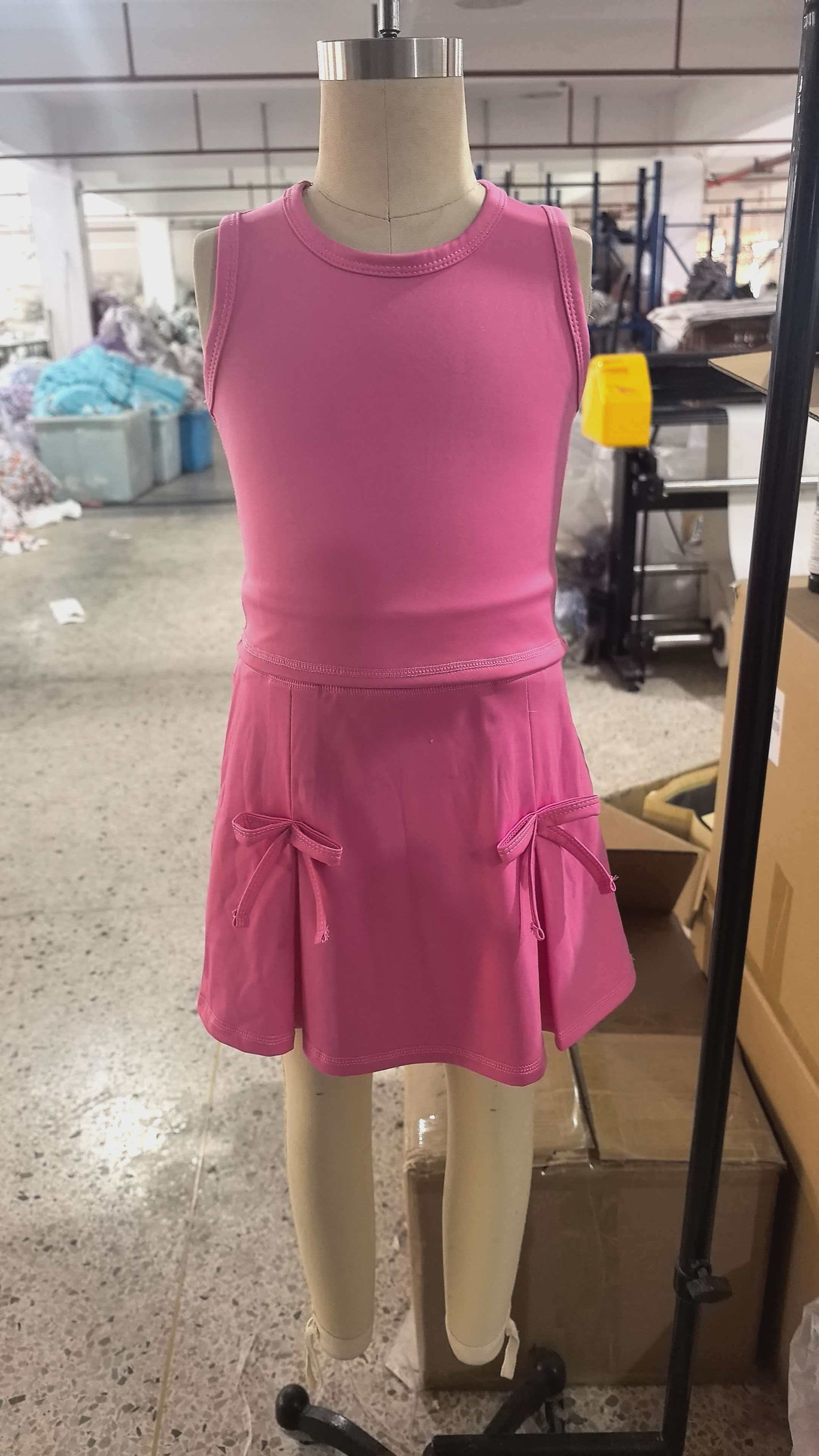 Baby Girls Pink Vest Top Bows Skirt Shorts Yoga Active Clothes Set Preorder