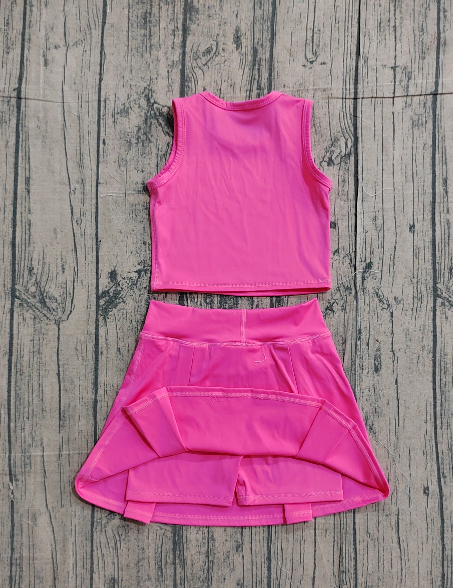 Baby Girls Pink Vest Top Bows Skirt Shorts Yoga Active Clothes Set Preorder