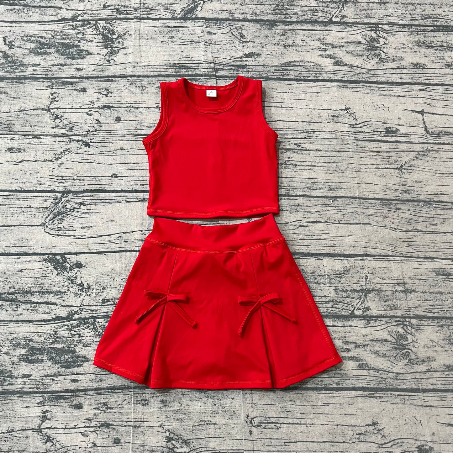 Baby Girls Orange Vest Top Bows Skirt Shorts Yoga Active Clothes Set Preorder