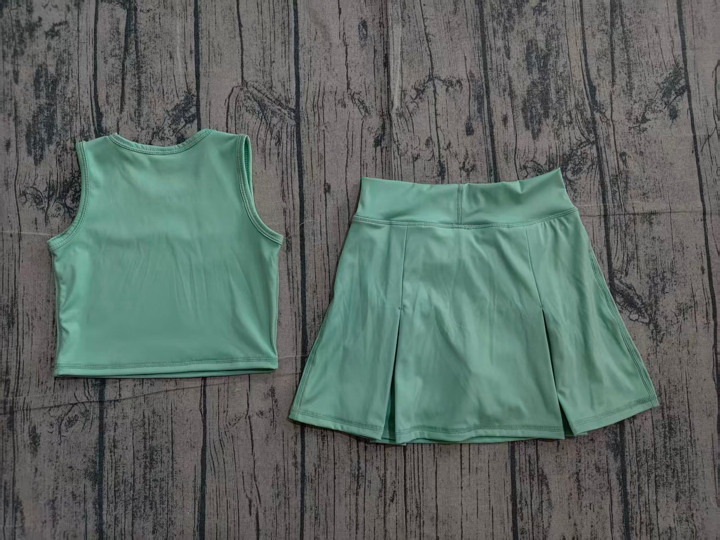 Baby Girls Green Vest Top Bows Skirt Shorts Yoga Active Clothes Set Preorder