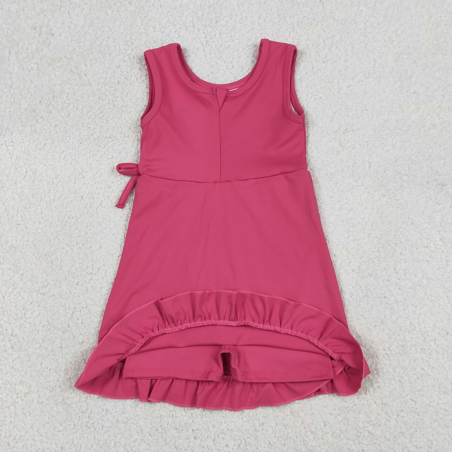 Baby Girls Pink Sleeveless Yoga Active Scallop Shorts Knee Length Dresses